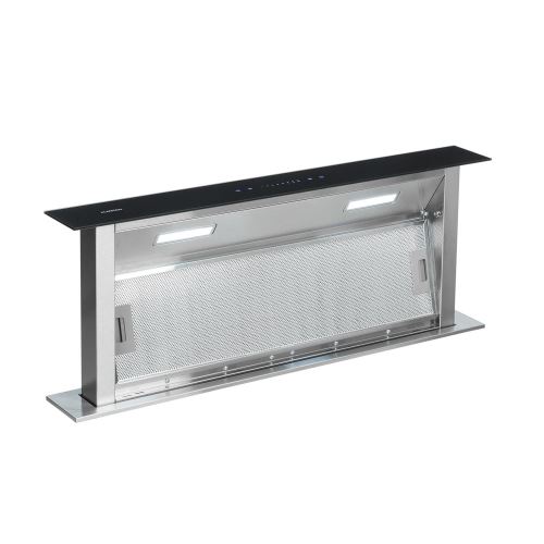 Klarstein Secret Service - Hotte - hotte îlot - largeur : 110 cm - profondeur : 70 cm - evacuation - argent