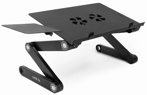 COSTWAY Table de Lit Pliable Support d’Ordinateur en Aluminium Design Ergonomique avec Tapis de Souris 42 x 26 x 48 cm Noir 