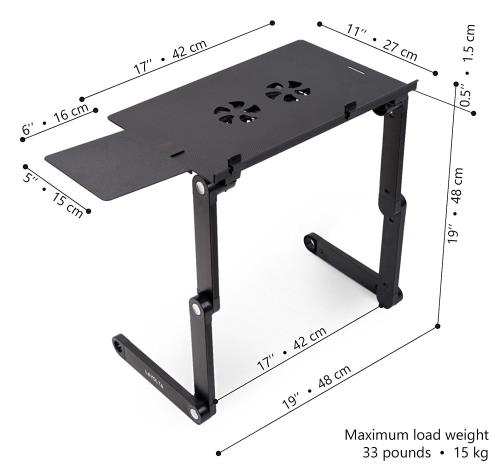 Support de table pour ordinateur portable avec double ventilateur