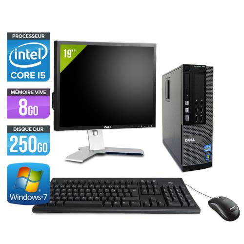 Pc Dell Optiplex 7010 SFF + Ecran 19'' - Noir - Intel Core i5-3470 / 3.20 GHz - RAM 8 Go - HDD 250 Go - DVDRW - Gigabit Ethernet - Windows 7 Professio