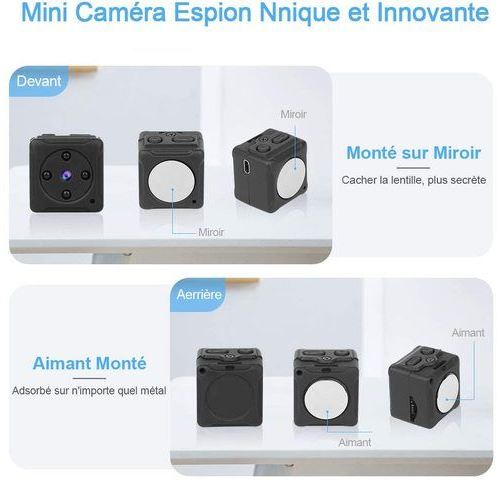 Mini caméra espion sans fil 1080p Full HD avec audio et vidéo, surveillance  secrète pour bébé avec vision nocturne et détection de mouvement pour  extérieur/intérieur 