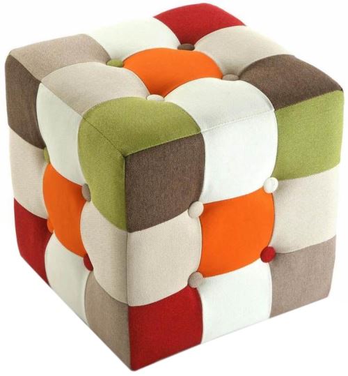 Versa - Pouf carré Patchwork vitaminé
