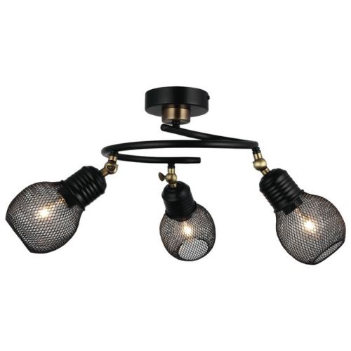HOMEMANIA Lampe de Plafond Pende - Plafonnier - du mur - Or, noir en Métal, 36 x 36 x 34 cm, 3 x E27, Max 40W