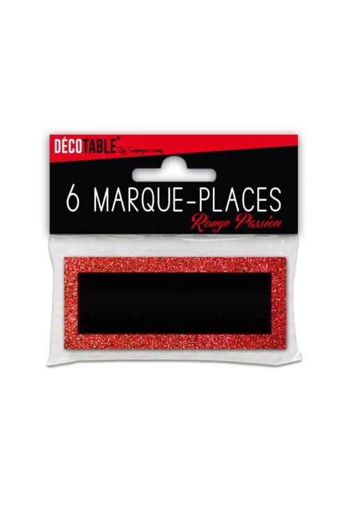 6 Marques-places Paillettes Différents Coloris - Rouge