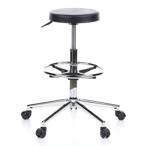 Siège technique/ Tabouret technique / Tabouret pivotant TOP WORK 14, mousse rigide, noir, chromé