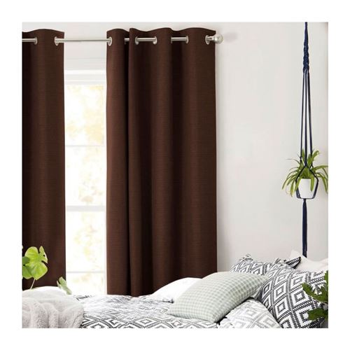 rideau - double rideaux rideau first en polycoton - 140 x 250 cm - marron chocolat