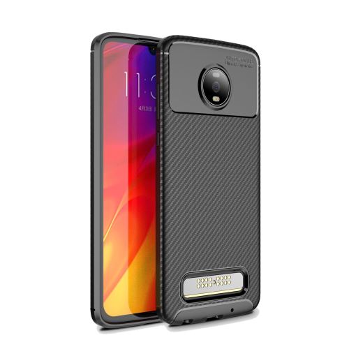 Coque en TPU fibre de carbone anti-chute noir pour votre Motorola Moto Z4 Play
