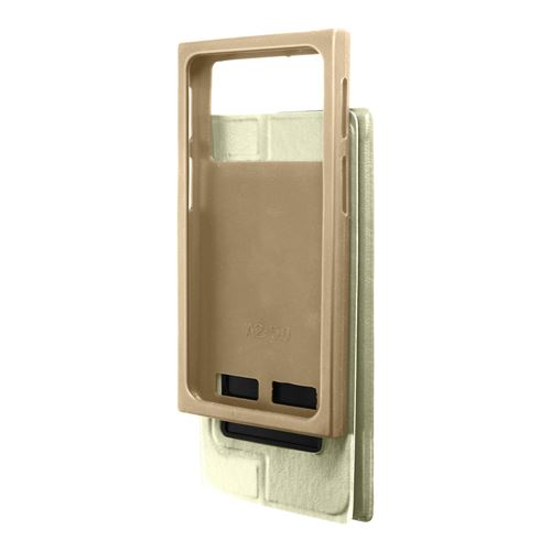 Housse Smartphone 4.9'' Étui Fenêtre Porte-carte Stand Vidéo Coque Slide doré