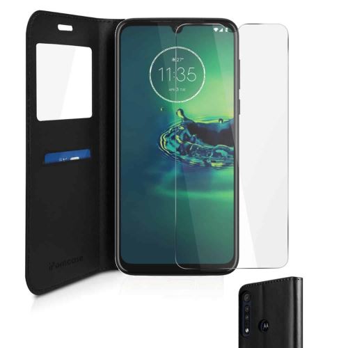 Coque etui housse motorola moto g8 plus + verre trempé ecran ipomcase noir