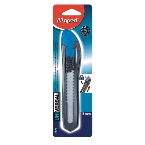 Maped 18310 Cutter universel plastique, lame 18 mm, assortis