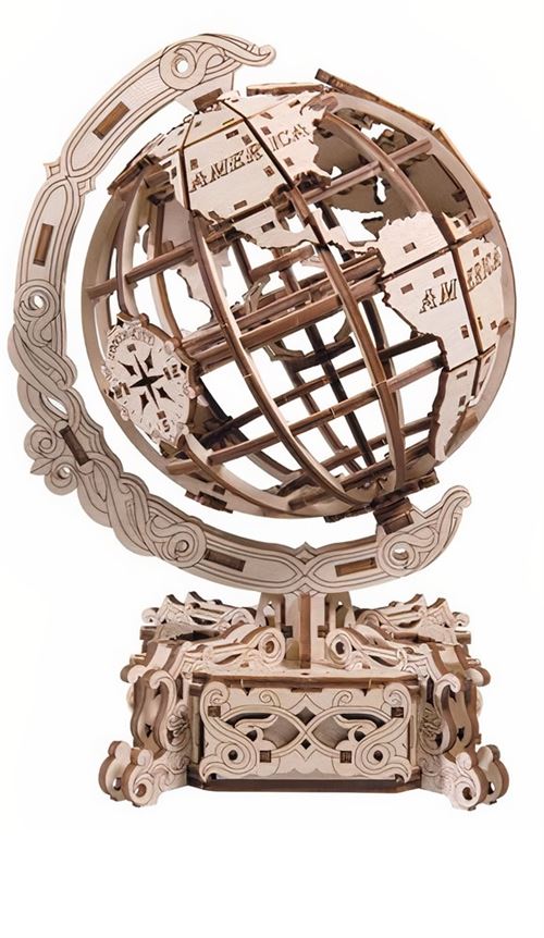 Wooden City globe terrestre puzzle 3D 26 x 18 x 16 cm bouleau 231 pièces