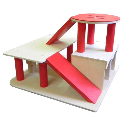 Van Dijk Toys garage avec pont pour hélicoptère 75 x 45 x 25 cm rouge