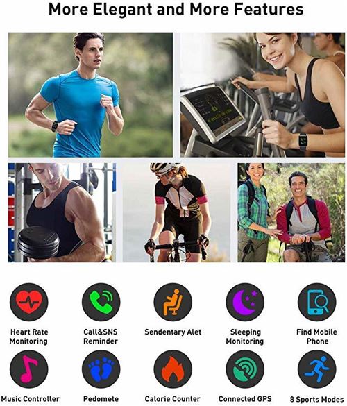 Montre Connectée Femmes Homme Montre Sport Podometre Cardio Bracelet  Connecté Etanche 50 Mètres pour Android iOS-Noir - Montre connectée à la  Fnac