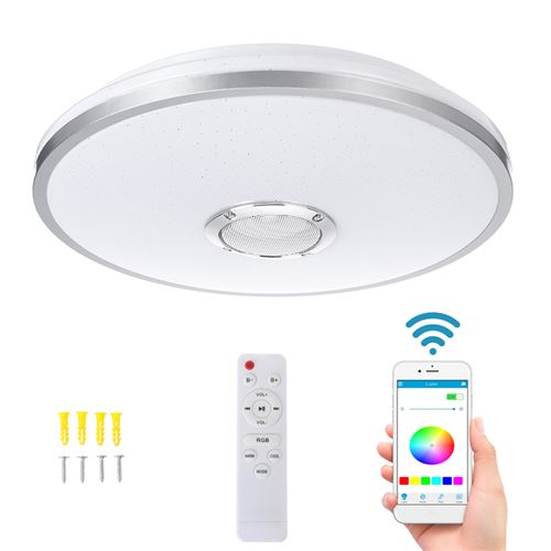 Plafonnier Insma 60W RGB LED bluetooth musique haut-parleur 34cm APP contrôler + Télécommande AC85-265V