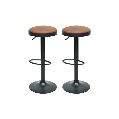 Gasoline Lot De 2 Tabourets De Bar - Simili Brun - Classique - L 38,5 X P 38,5 Cm