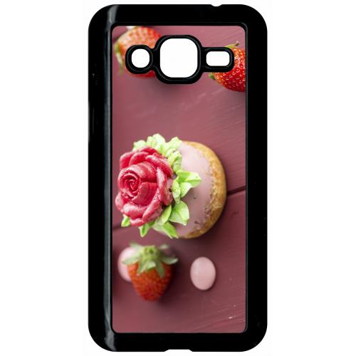 Coque Samsung Galaxy J2 Choux Cup Cake Fraise Rose