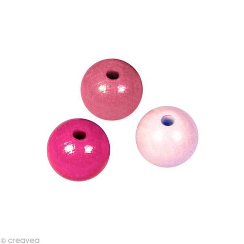 Perle en bois couleur 6 mm - Assortiment Rose x 115