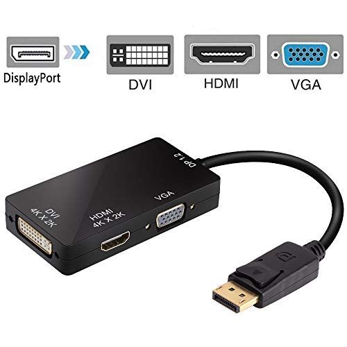 Adaptateur DisplayPort vers HDMI DVI VGA 4K Convertisseur de câble Multifonctionnel pour Ordinateur HDTV Ordinateur Portable Ordinat