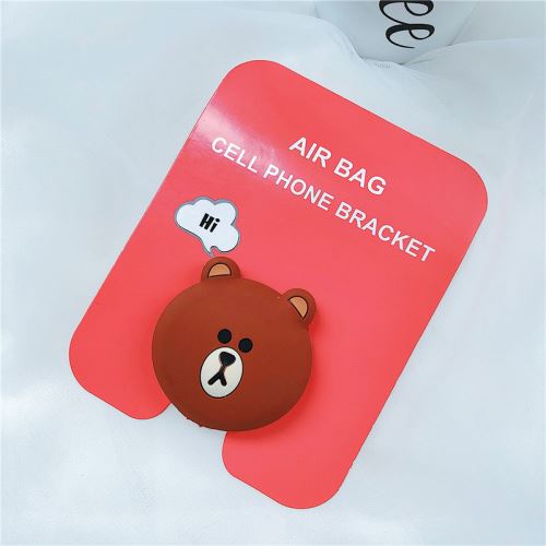 Support de téléphone mignon de bande dessinée universelle Silicone Ours Brun Foncé