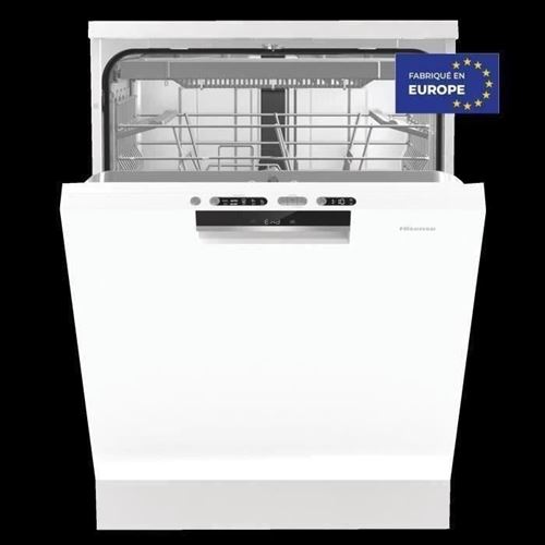 Hisense HS661C60W - Lave-vaisselle - pose libre - largeur : 60 cm - profondeur : 59.6 cm - hauteur : 84.8 cm - blanc/noir