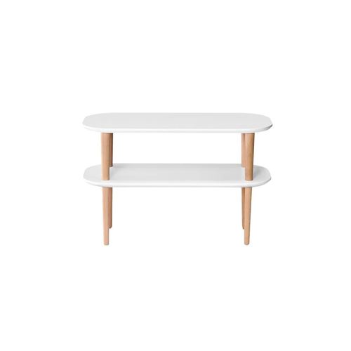 FINLANDEK Meuble TV INKERI scandinave en MDF blanc laqué mat + pieds bois massif - L 80 cm