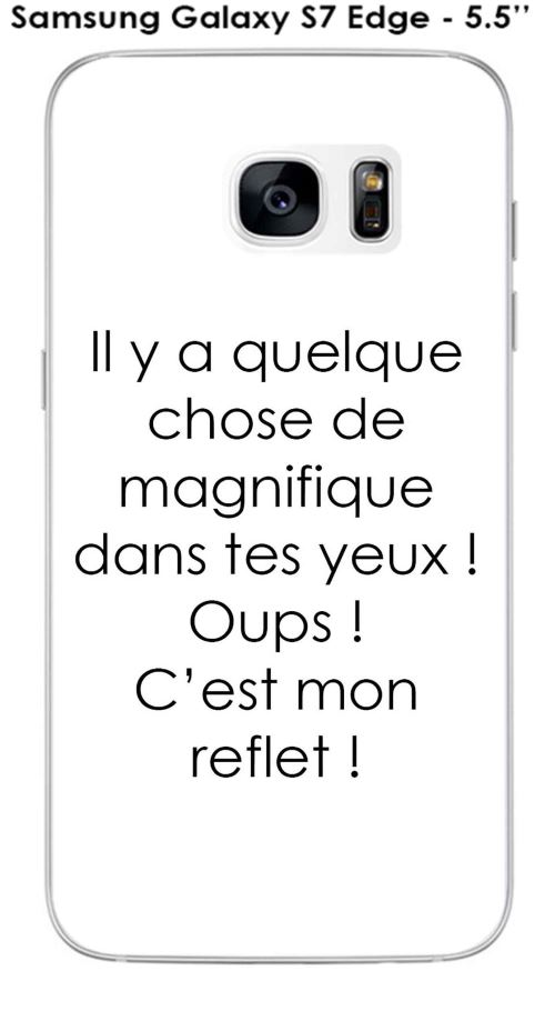 Onozo - Coque Samsung Galaxy S7 Edge - 5.5  - SM-G935 design Citation Il y a quelque chose  Texte noir fond blanc