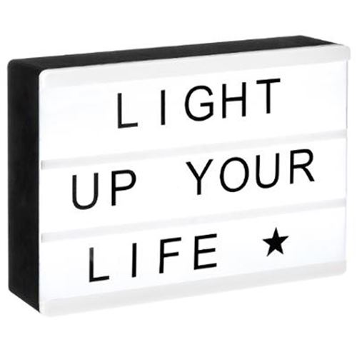 Boîte à Message Lumineuse Cinéma 15cm Noir & Blanc