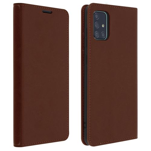 Étui pour Samsung Galaxy A71 Cuir Porte cartes Support Vidéo marron