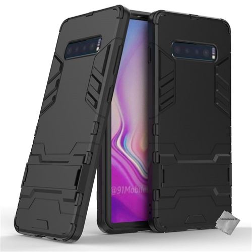 Housse etui coque rigide anti choc pour Samsung Galaxy S10+ Plus + verre trempe - NOIR - htdmobiles