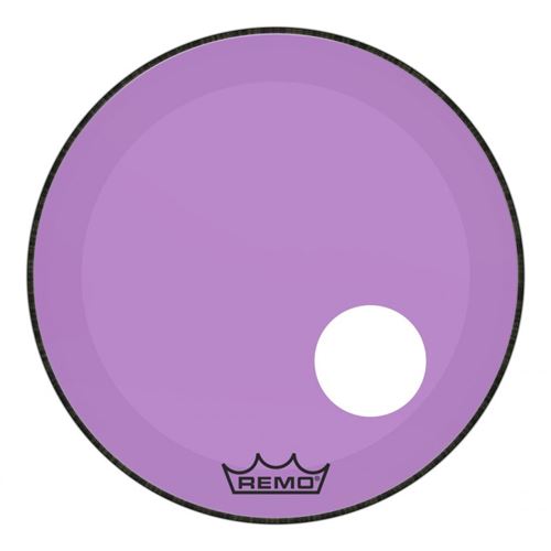 Remo P3-1322-CT-PUOH - Peau de frappe Powerstroke 3 Colortone pour grosse caisse, violet, 22, avec trou décentré de 5
