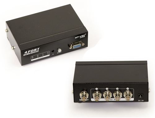 Switch SDI 4 Ports - Contrôlable par télécommande et RS232 Aiguille 4 entrées vers une sortie