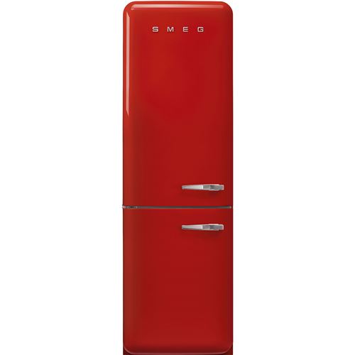 Smeg Réfrigérateur Congélateur Pose Libre, Volume Total 331 L , Réfrigérateur 234 L Air Ventilé, Congélateur 97 L No Frost, Zone Extra Fresh 0°C, Compartiment Congélation Rapide, Éclairage Led, Niveau Sonore 37 Db, Classe A+++, Design Rétro, Rouge