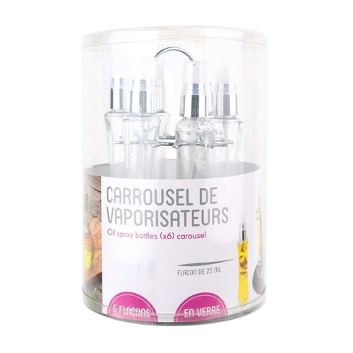 Saveur et Degustation KA1966 Carrousel vaporisateur à huile PP/Verre Transparent 14 x 14 x 20 cm