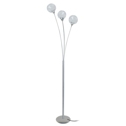 ACTUELLE Lampadaire en acier 3 tetes - Abat-jours globe en verre - Ø38 x H.160 cm - Aluminium