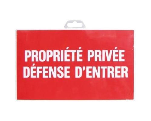 Plaque propriété privée - défense d'entrer - 330x200 mm