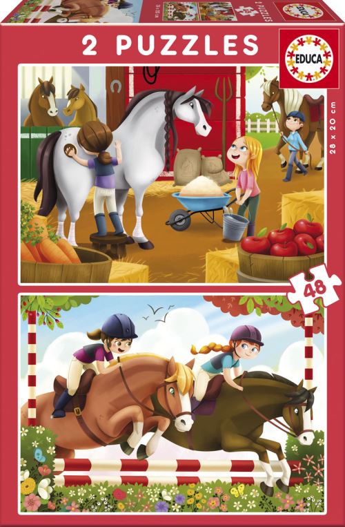 Puzzle enfant - les chevaux - 2 x 48 pieces - educa animaux
