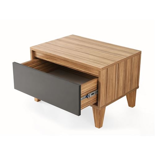 Toilinux - Table de chevet design bois Samba - L. 60 x H. 44 cm - Gris anthracite - Samba