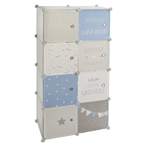 Rangement enfant 8 cases bleu Atmosphera