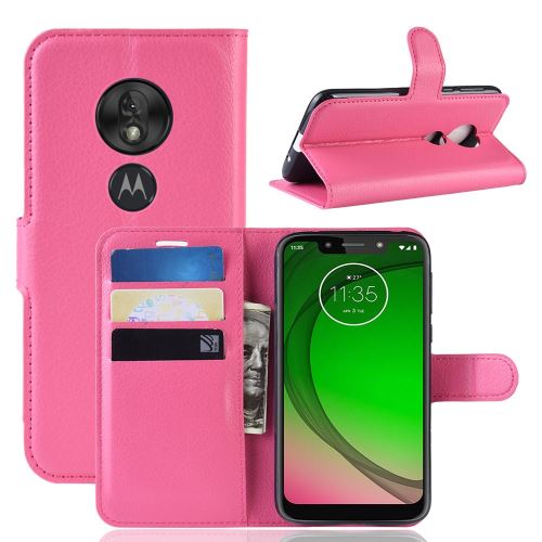 Etui en PU rose pour votre Motorola Moto G7 Play (EU Version)