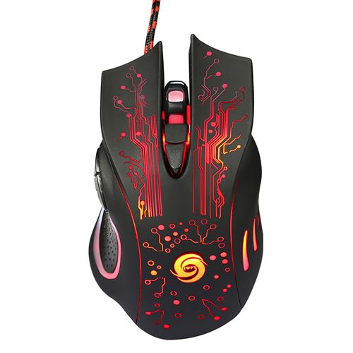 Souris de Jeu Optique Filaire Professionnelle-5 Niveaux DPI 5500 Réglable avec Gaming Mouse 6 Boutons Lumière LED pour Ordinateur Portable Joueur PC