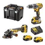 Pack 2 outils 18V XR (DCD796 + DCG405) + 2 batteries 5Ah + chargeur + coffret T-STAK - DEWALT - DCK2080P2T-QW