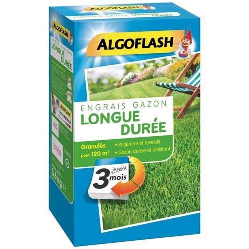 ALGOFLASH Engrais Gazon Longue duree 3 mois - 3,6kg