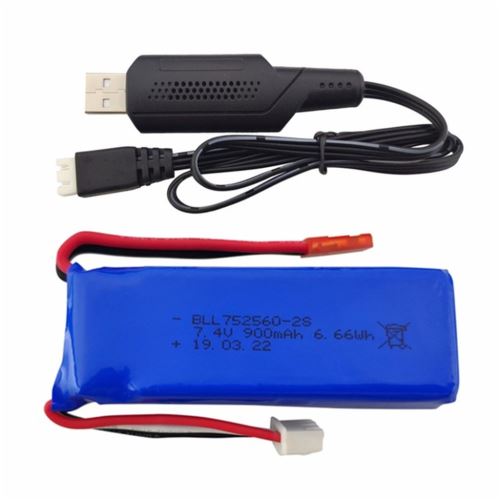 2019 Bllrc 7.4V 900Mah Batterie avec Câble Usb de Charge pour Xk Xk X520 X420 Drone aloha3603