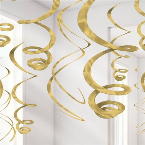 Amscan décoration de fête tourbillonnante 12 pièces 55 cm or