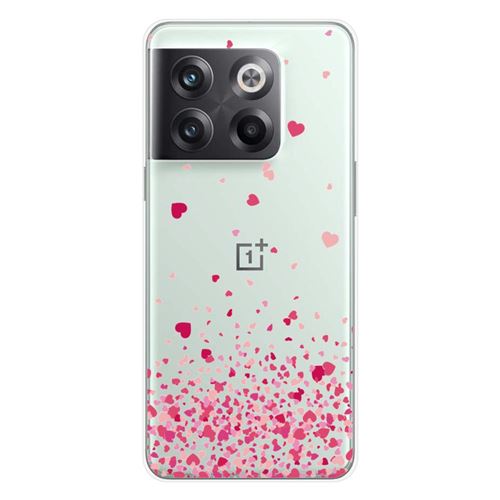 Coque en silicone imprimée compatible OnePlus 10T 5G Confettis de Coeurs Rose