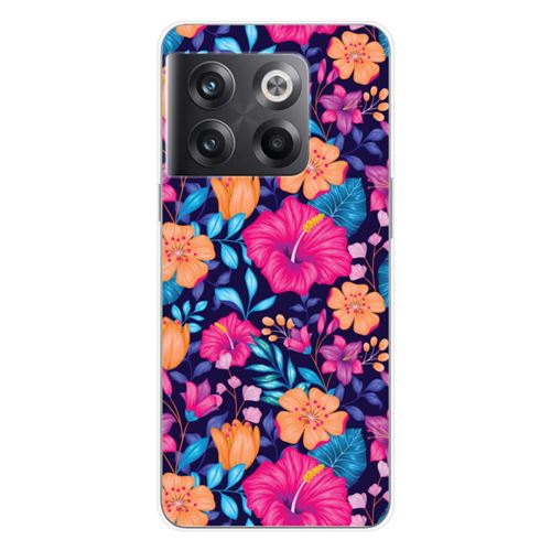 Coque en silicone imprimée compatible OnePlus 10T 5G Fleurs Exotiques