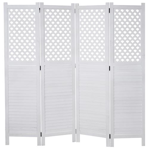 Paravent MENDLER HWC-A84 ornaments 170 x 161 cm blanc