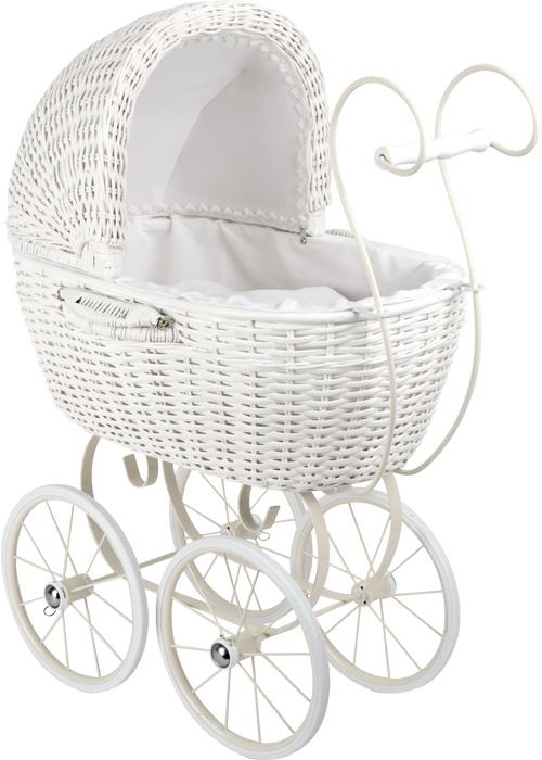Landau De Poupée En Osier, Blanc