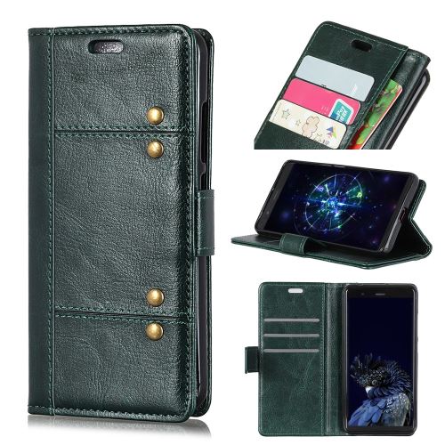 Etui en PU rivet décoré vert noirâtre pour votre Google Pixel 3 Lite