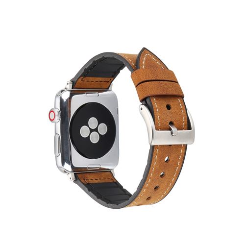 Bracelet en PU enduit souple marron clair pour votre Apple Watch Series 4 44mm/Series 3 2 1 42mm